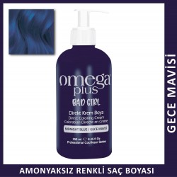 Omega Plus Bad Girl Gece Mavisi Amonyaksız Renkli Saç Boyası 250ML